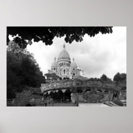 Póster Vieux carrousel Sacré-Cœur de Montmartre Paris