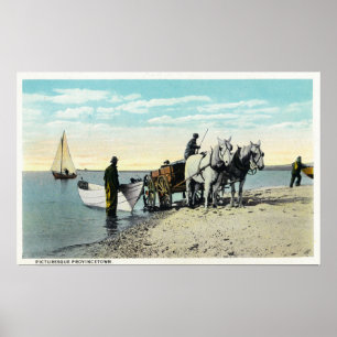 Póster View of a Horse Cart Pulling in a Boat