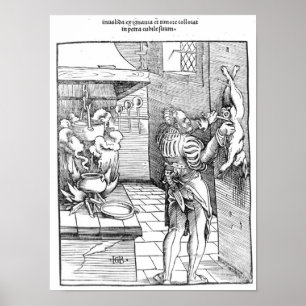 Póster View of a sixteenth century kitchen with cook