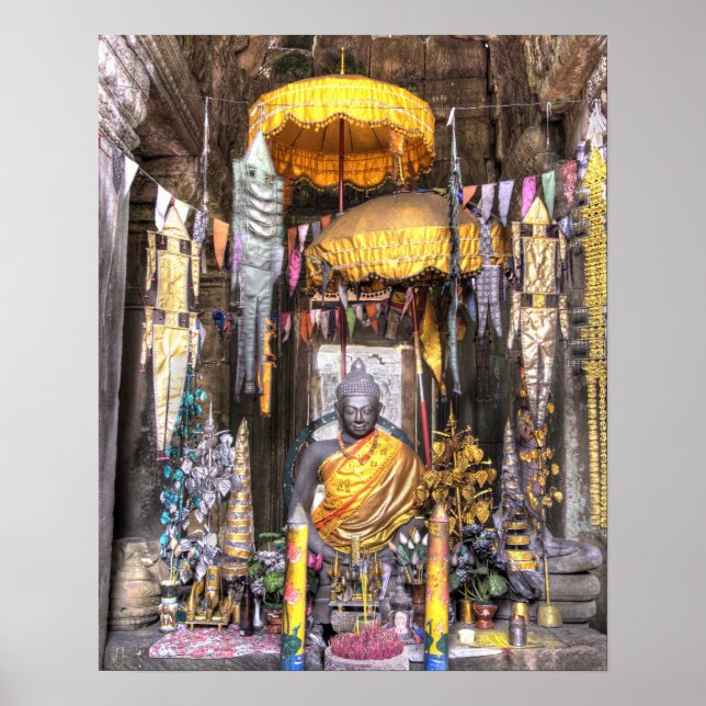 Póster View of altar area inside Buddhist temple, (Frente)