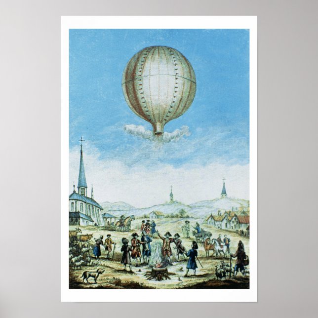 Póster View of Annonay in Vivarais and the first flight o (Frente)