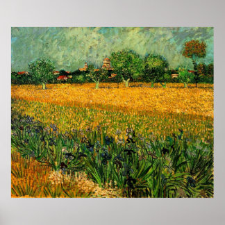 Póster View of Arles with Irises in the Foreground