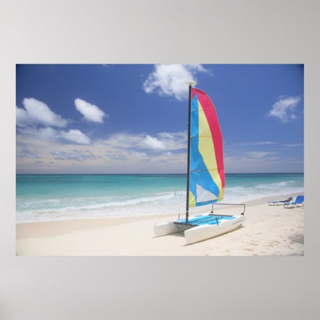 Póster View Of Beach With Sailboat (Frente)