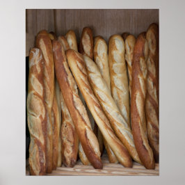 Póster view of bread loaves in bakery window display