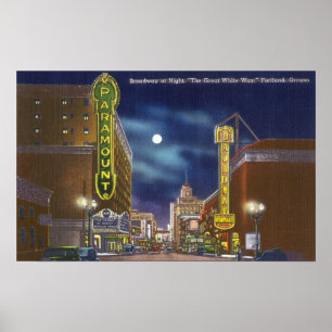 Póster View of Broadway at Night