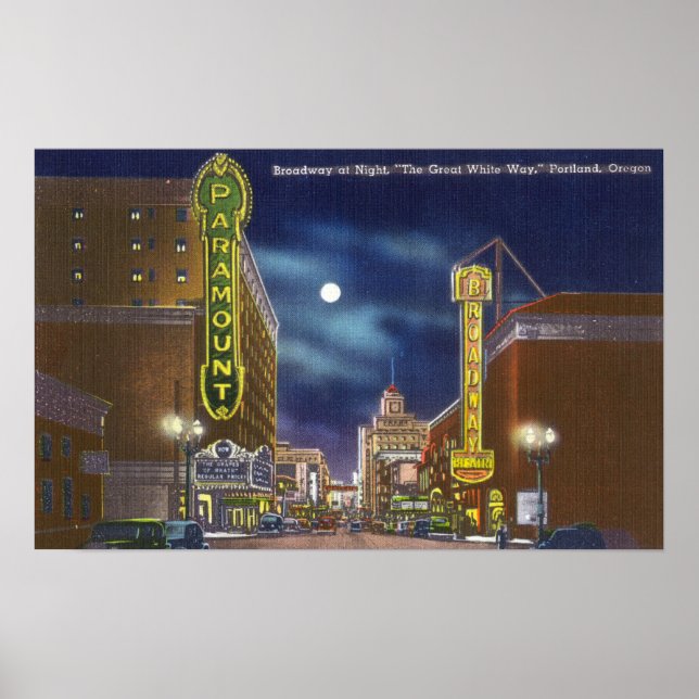 Póster View of Broadway at Night (Frente)