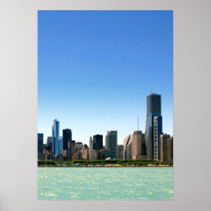 Póster View of Chicago skyline by Lake Michigan