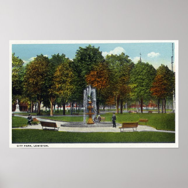 Póster View of City Park and Fountain (Frente)