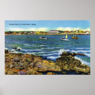 Póster View of Fishing Boats from York Beach