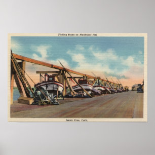 Póster View of Fishing Boats on Municipal Pier