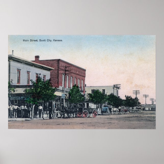 Póster View of Main StreetScott City, KS (Frente)
