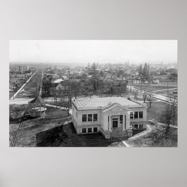 Póster View of Medford, Oregon and Library Photograph (Frente)