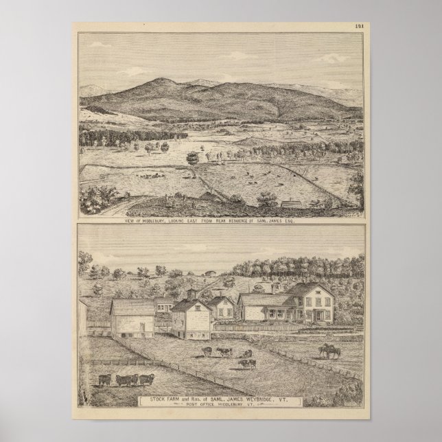Póster View of Middlebury and farm (Frente)