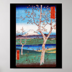 Póster View of Mt. Fuji and Cherry Blossoms, Hiroshige