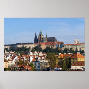 Póster View of old town and Prague castle, Czech Republic