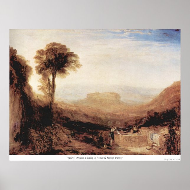 Póster View of Orvieto, painted in Rome by Joseph Turner (Frente)