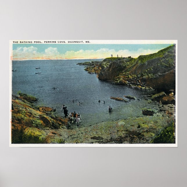 Póster View of Perkins Cove, Swimming Scene (Frente)