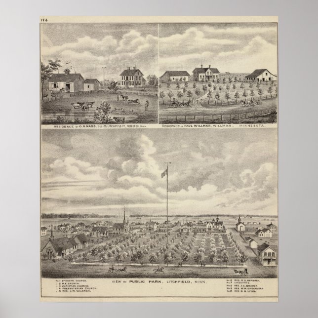Póster View of Public Park and Residence in Minnesota (Frente)