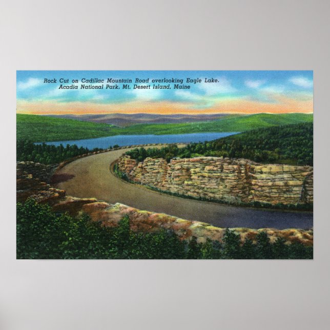 Póster View of Rock Cut on Cadillac Mt Viewing Eagle (Frente)