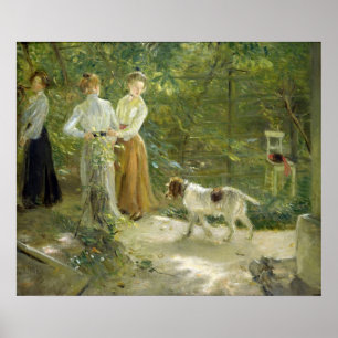 Póster View of the artist's garden with his daughters