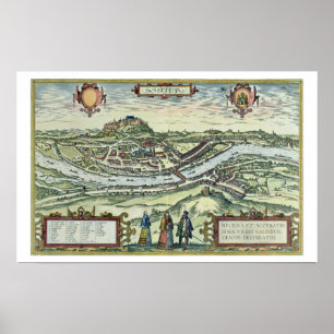Póster View of the city of Salzburg on the banks of the r