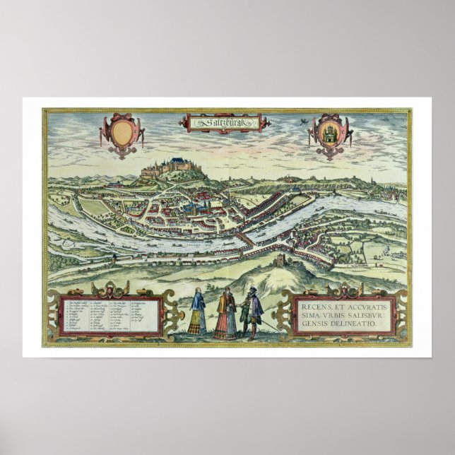 Póster View of the city of Salzburg on the banks of the r (Frente)