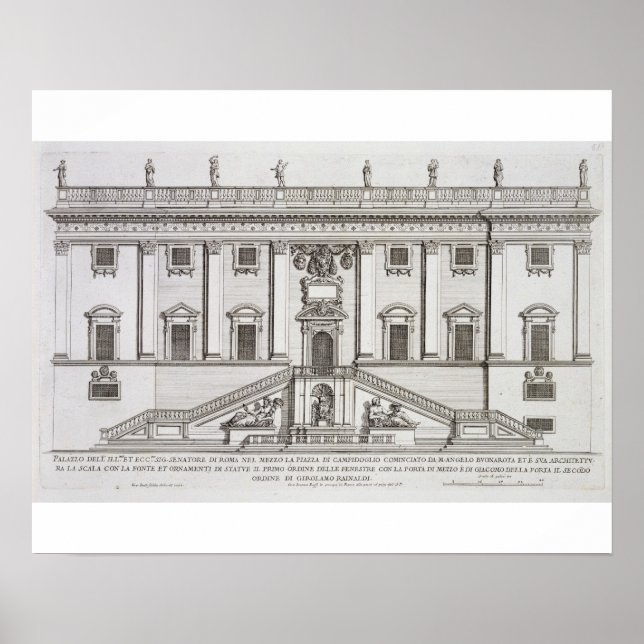 Póster View of the facade of Palazzo Senatorio in Piazza (Frente)