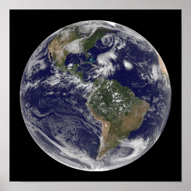 Póster View of the full Earth and four storm systems (Frente)