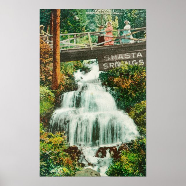Póster View of the Lower FallsShasta Springs, CA (Frente)