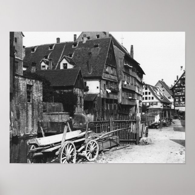 Póster View of the Old Quarter, Ulm, c.1910 (Frente)