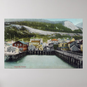 Póster View of Waterfront & TownDouglass, AK