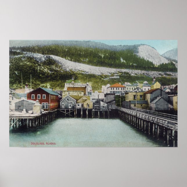 Póster View of Waterfront & TownDouglass, AK (Frente)