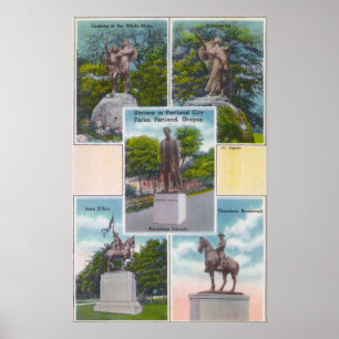Póster Views of Statues in Portland City Parks