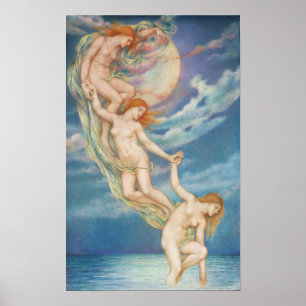 Póster Vigas de luna inmersas en el mar Evelyn De Morga