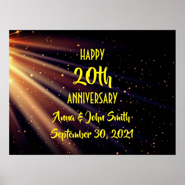 Póster Vigas de luz de personalizable Feliz Aniversario (Frente)