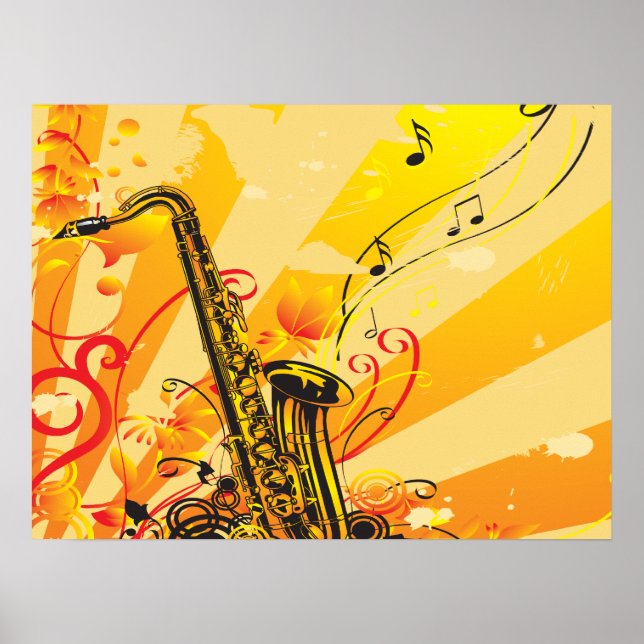 Póster Vigas De Música Jazzy Saxofón (Frente)