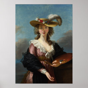 Póster Vigée Le Brun - Autorretrato con sombrero de paja