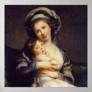 Póster Vigée Le Brun - Autorretrato con turbante y niño