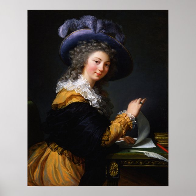 Póster Vigée Le Brun - Dama doblando una carta (Frente)