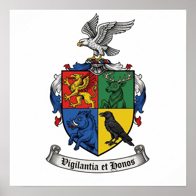 Póster Vigilantia et Honos Heraldic Coat of Arms (Frente)