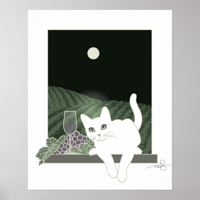 Póster Vigne, Clair de Lune et Chat Blanc (Frente)