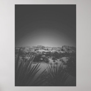 Póster Vignette Black and White Joshua Tree Desert Scene