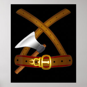 Póster Viking Costume Halloween Belt Ax Easy Cosplay