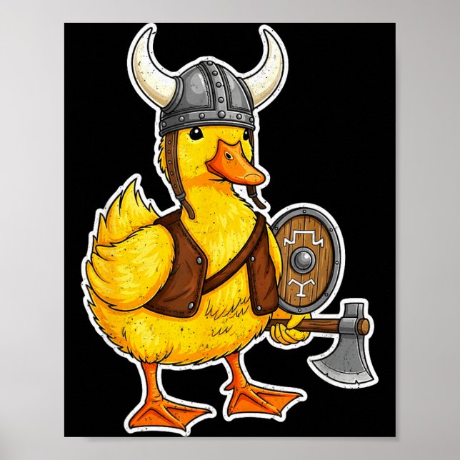 Póster Viking Duck Funny Warrior Design  (Frente)