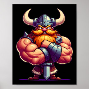 Póster Viking Flexing Muscles Fan Lover Bodybuilding Gym