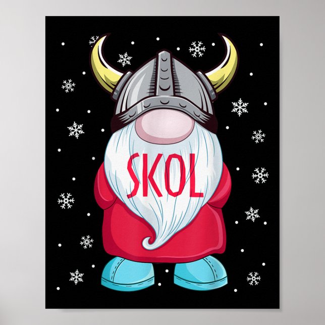 Póster Viking Gnome Skol Navidades Norse Pajama Viéndome (Frente)