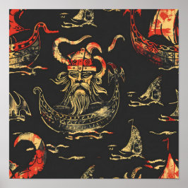 Póster Viking Themed Ocean Scene