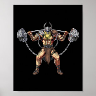 Póster Viking Warrior Bodybuilding Gym Halterofilia Powde
