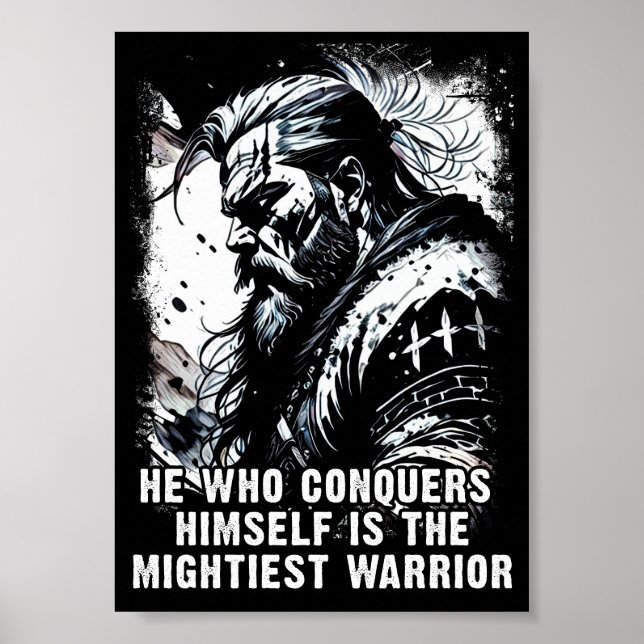 Póster Viking warrior Norse Mythology Palabras poderosas (Frente)