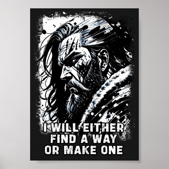 Póster Viking warrior Norse Mythology Palabras poderosas (Frente)